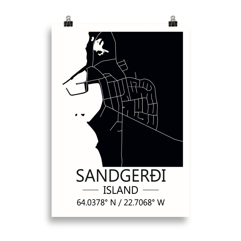 Bæjarkort - Sandgerði Svart