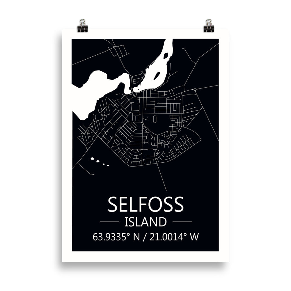 Bæjarkort - Selfoss Svart