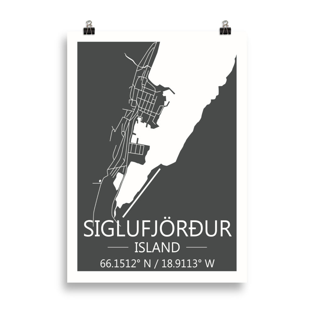 Bæjarkort - Siglufjörður Grátt