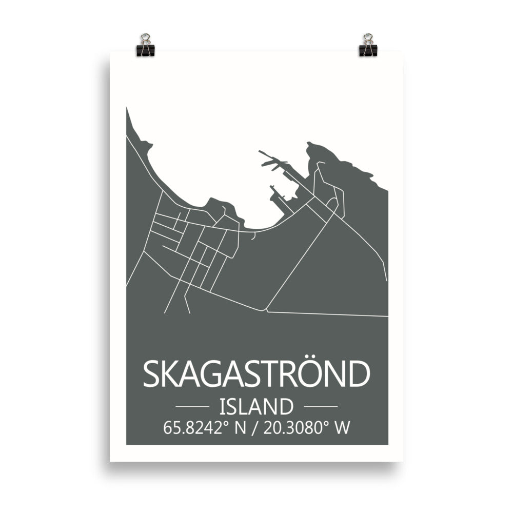 Bæjarkort - Skagaströnd Grátt