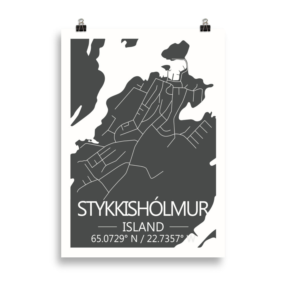 Bæjarkort - Stykkishólmur Grátt