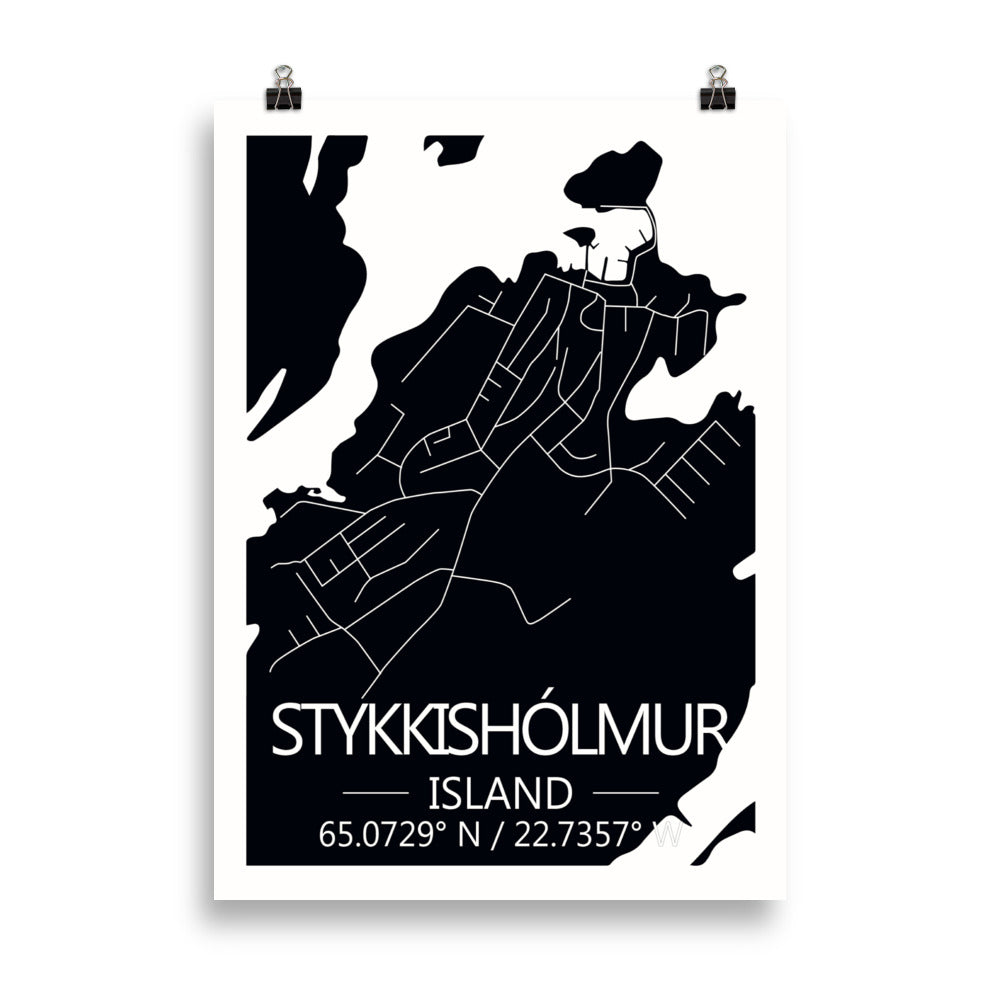 Bæjarkort - Stykkishólmur Svart