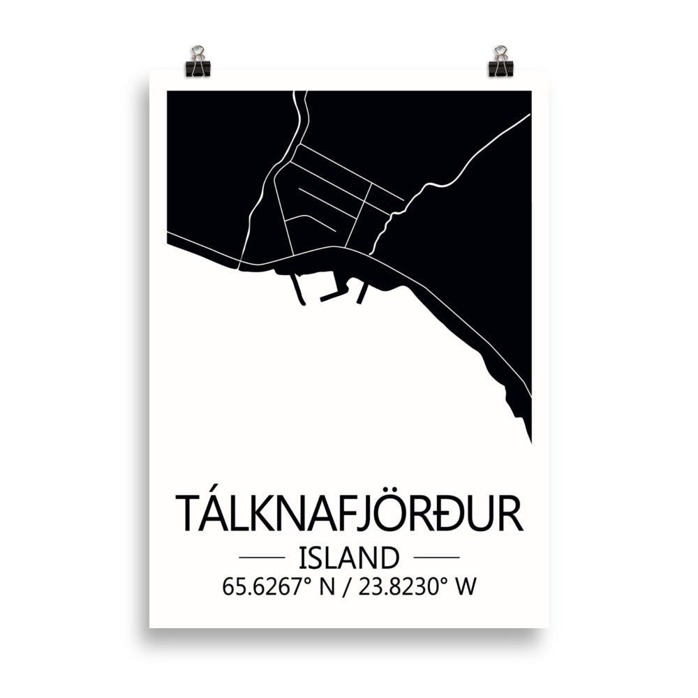 Bæjarkort - Tálknafjörður Svart