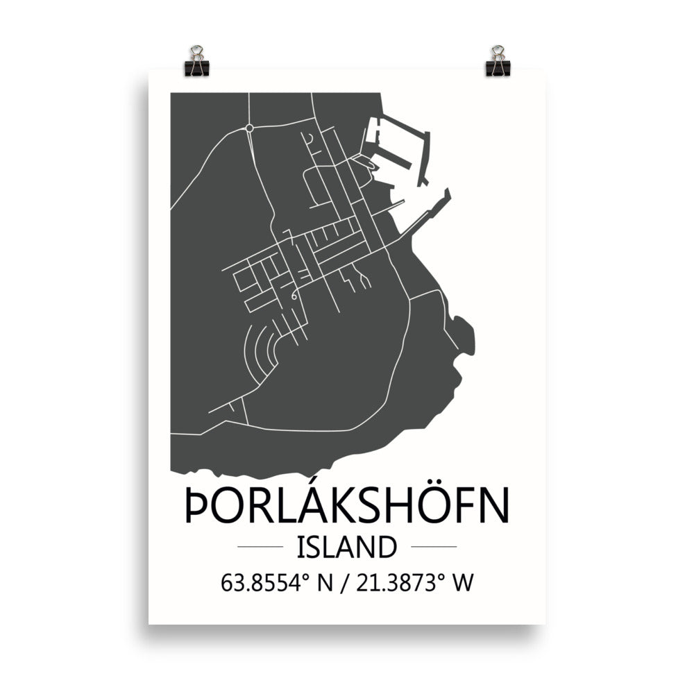 Bæjarkort - Þorlákshöfn Grátt