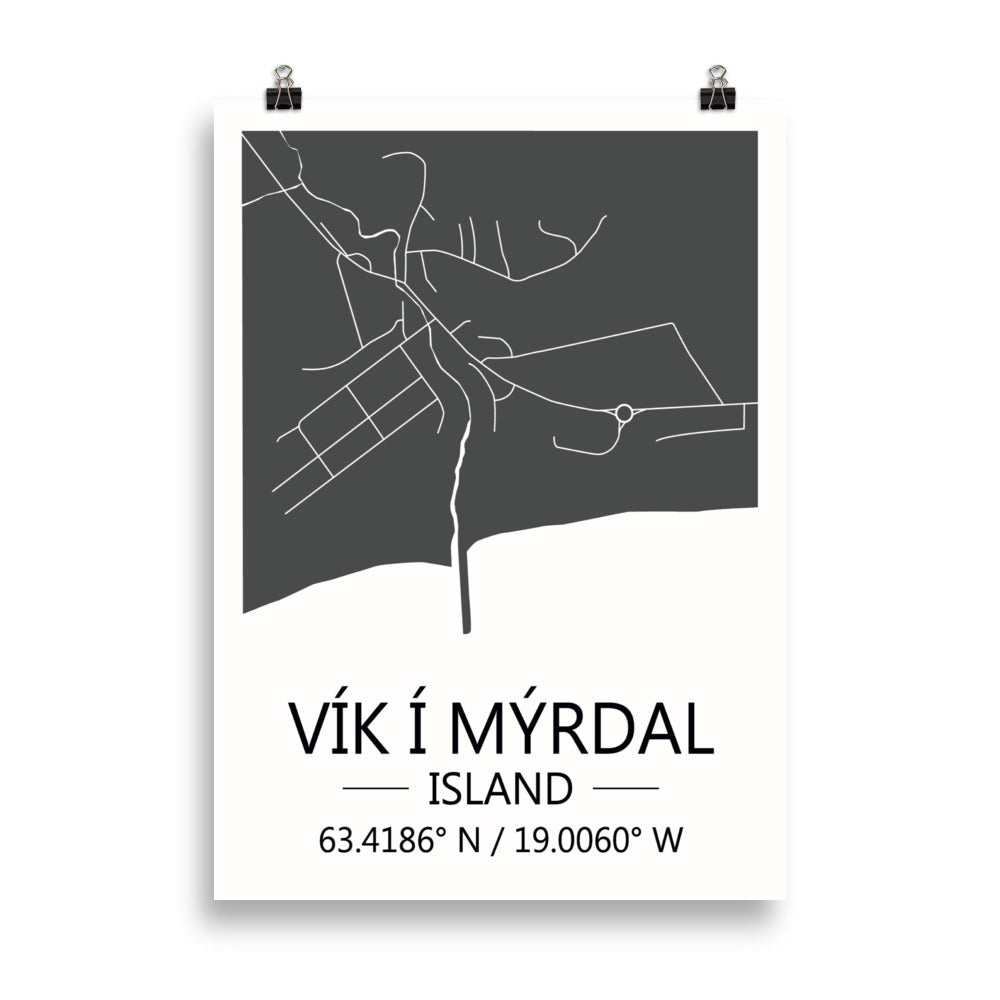 Bæjarkort - Vík í Mýrdal Grátt