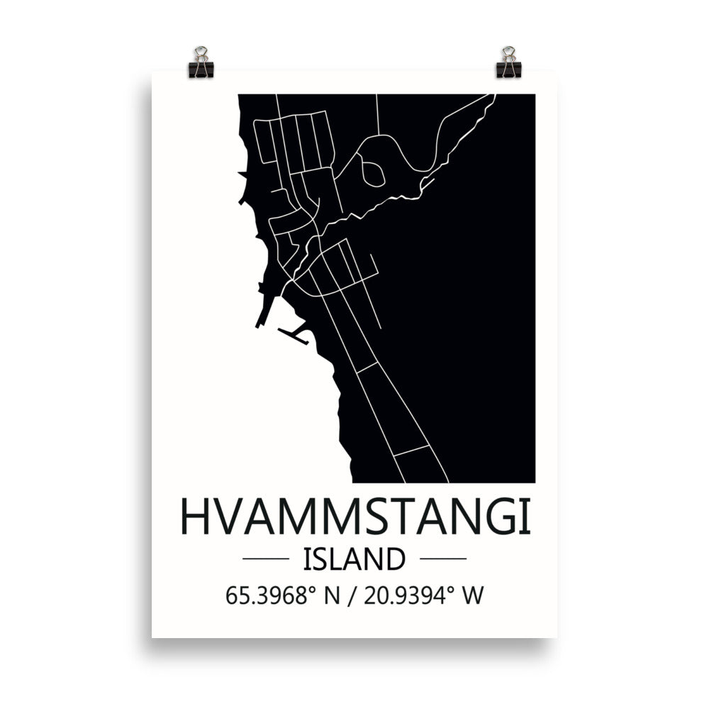 Bæjarkort - Hvammstangi Svart