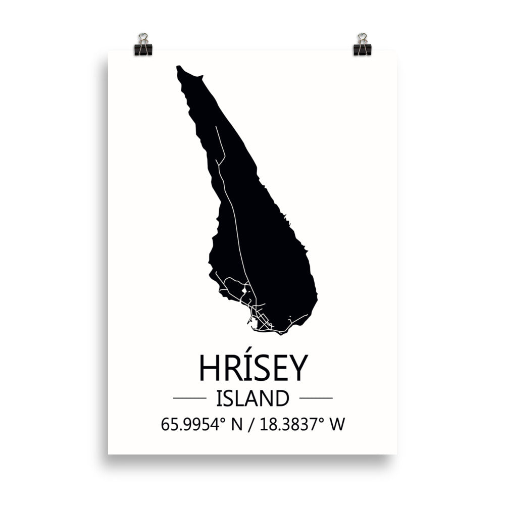 Bæjarkort - Hrísey Svart