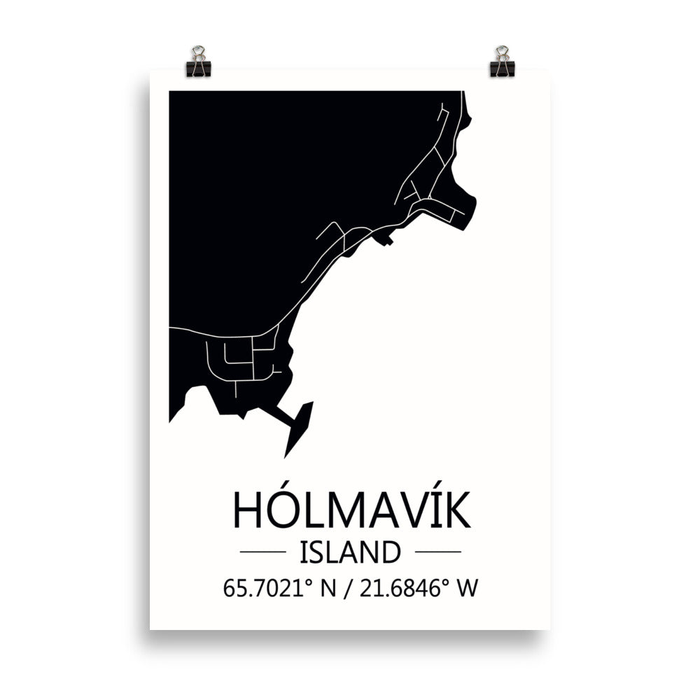Bæjarkort - Hólmavík Svart