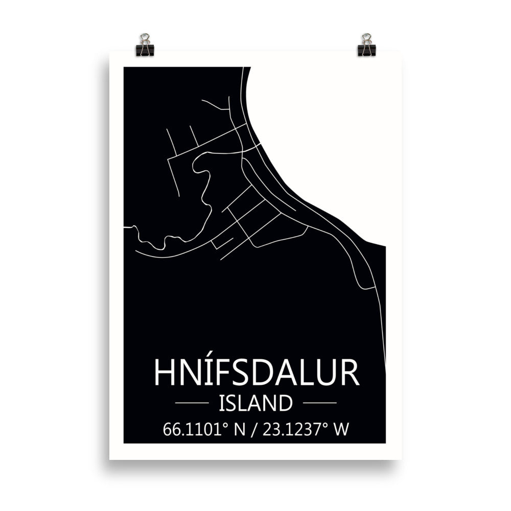 Bæjarkort - Hnífsdalur Svart