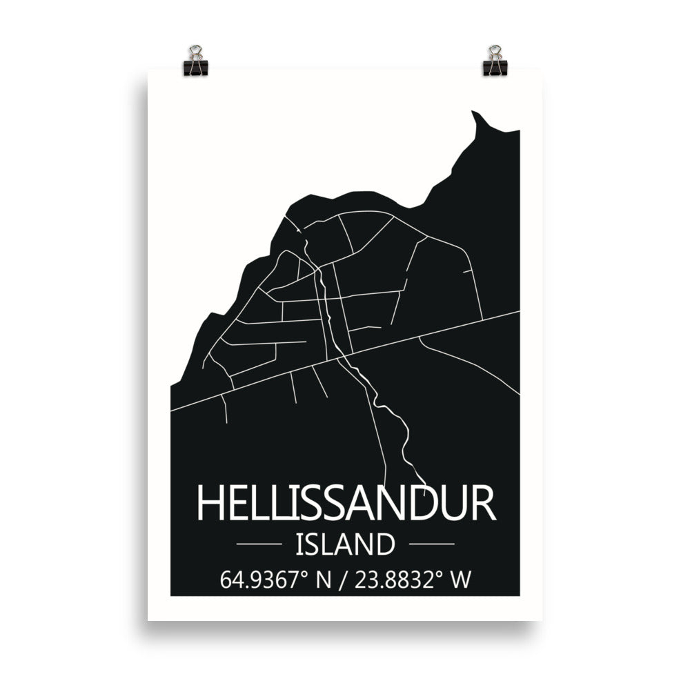 Bæjarkort - Hellissandur Svart