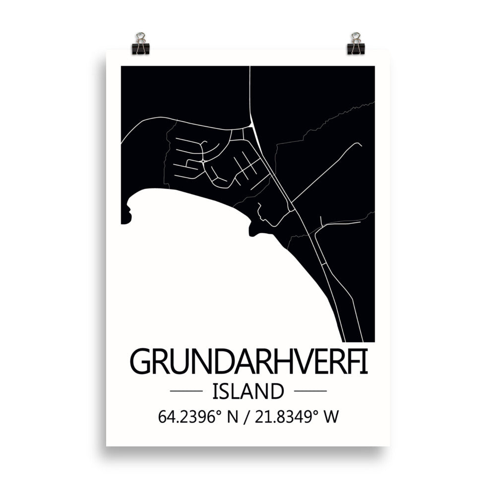 Bæjarkort - Grundarhverfi Svart