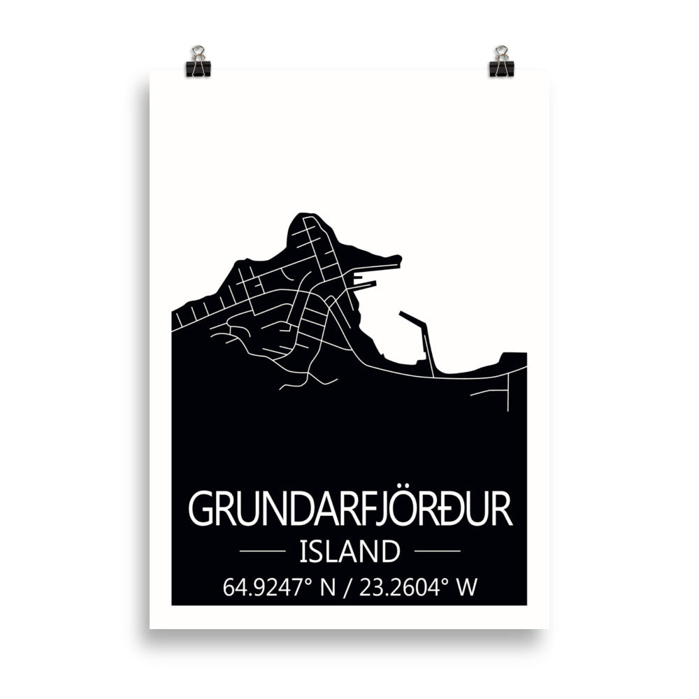 Bæjarkort - Grundarfjörður Svart