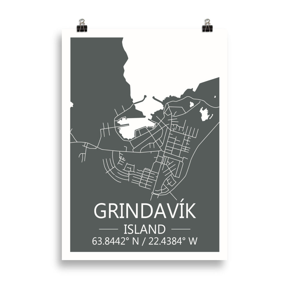 Bæjarkort - Grindavík Grátt