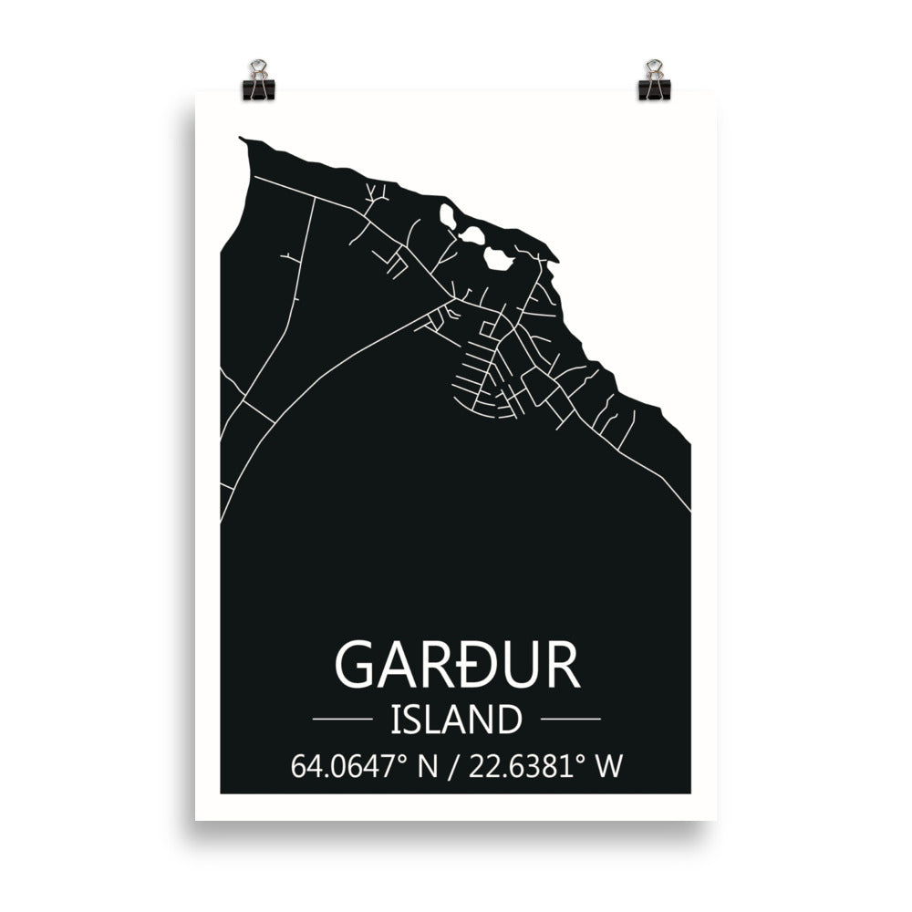 Bæjarkort - Garður Svart