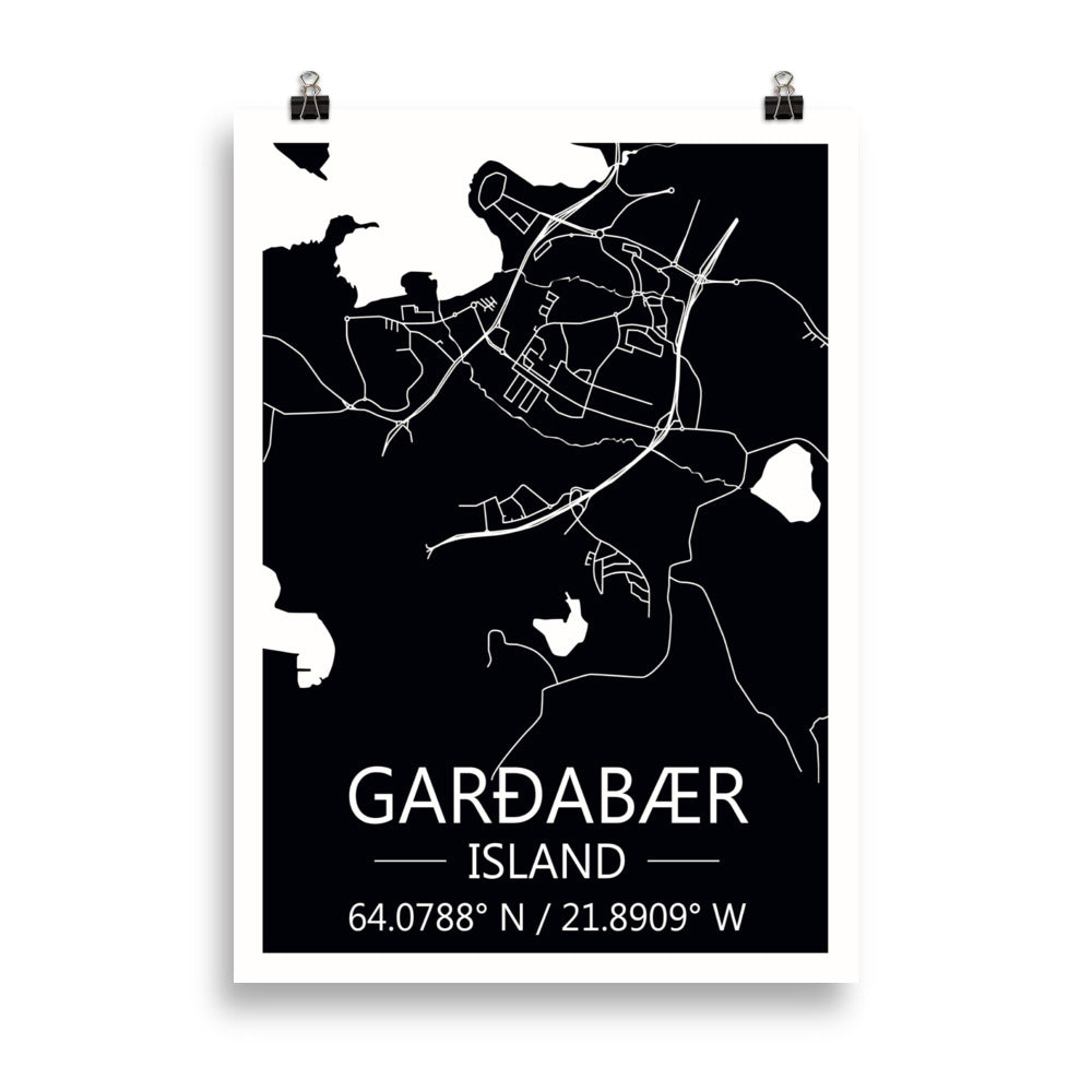 Bæjarkort - Garðabær Svart