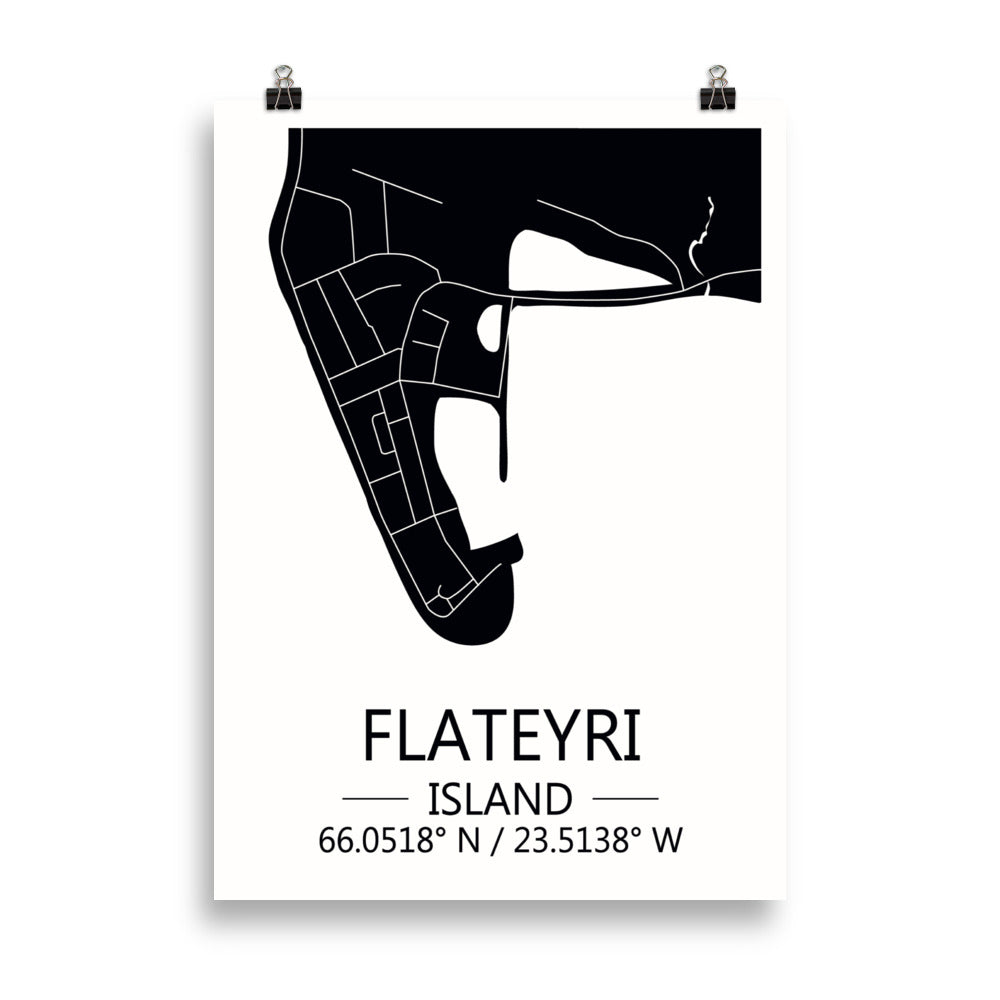 Bæjarkort - Flateyri  Svart