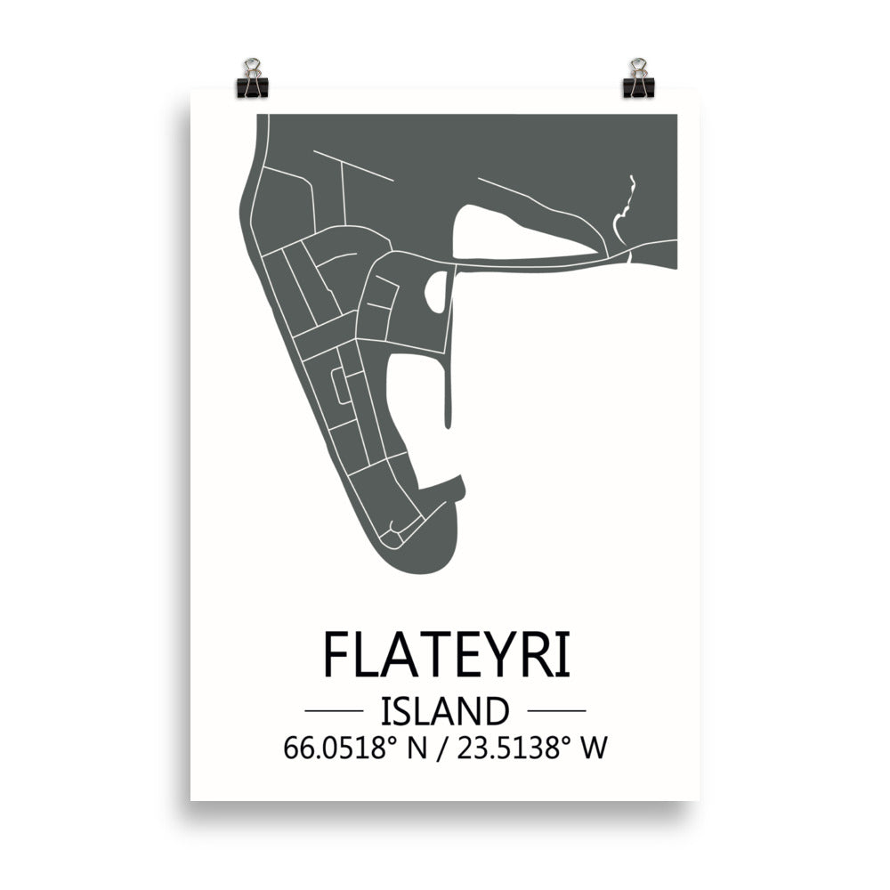 Bæjarkort - Flateyri Grátt