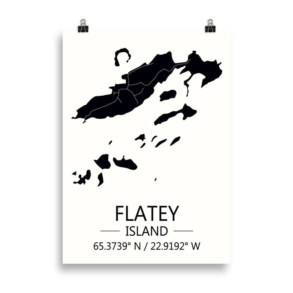 Bæjarkort - Flatey á Breiðafirði  Svart