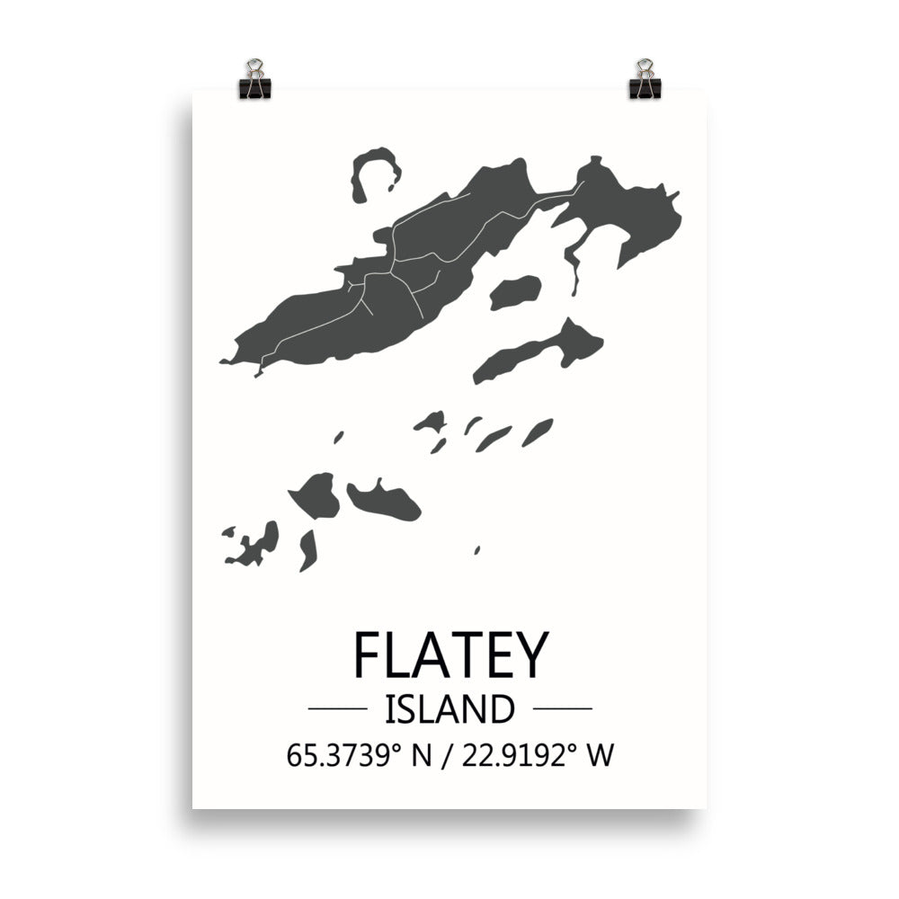 Bæjarkort - Flatey á Breiðafirði  Grátt