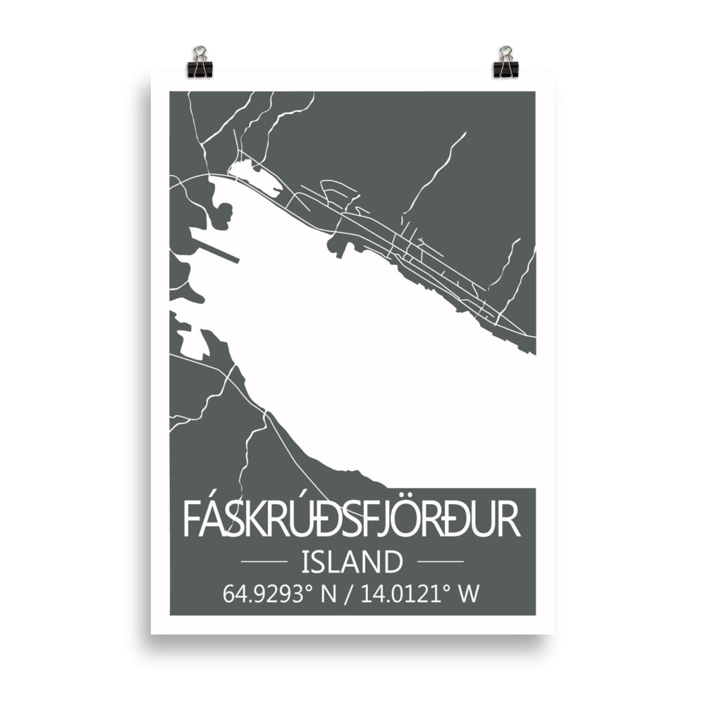 Bæjarkort - Fáskrúðsfjörður Grátt