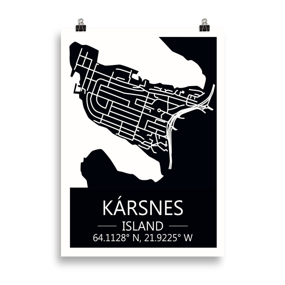 Bæjarkort - Kársnes Svart