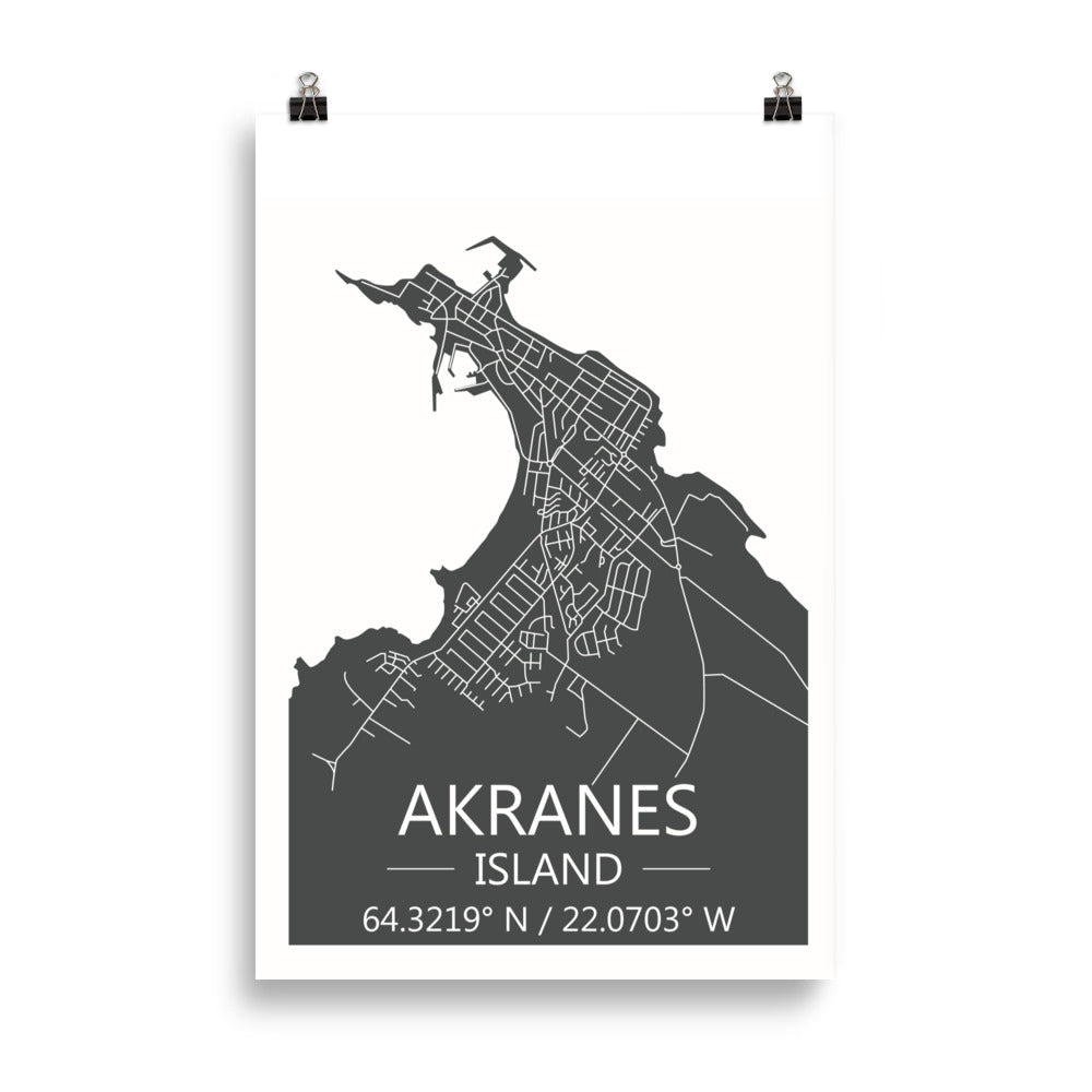Bæjarkort - Akranes Grátt
