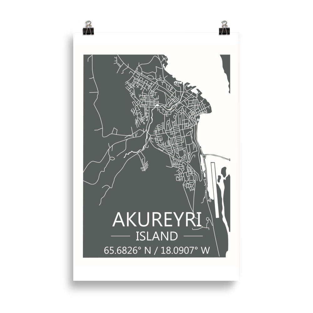 Bæjarkort - Akureyri Grátt