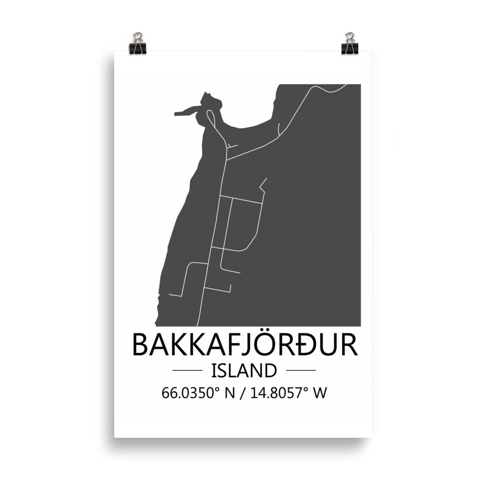 Bæjarkort - Bakkafjörður Grár
