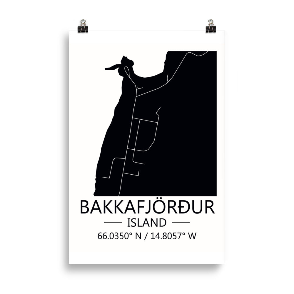 Bæjarkort - Bakkafjörður Svart