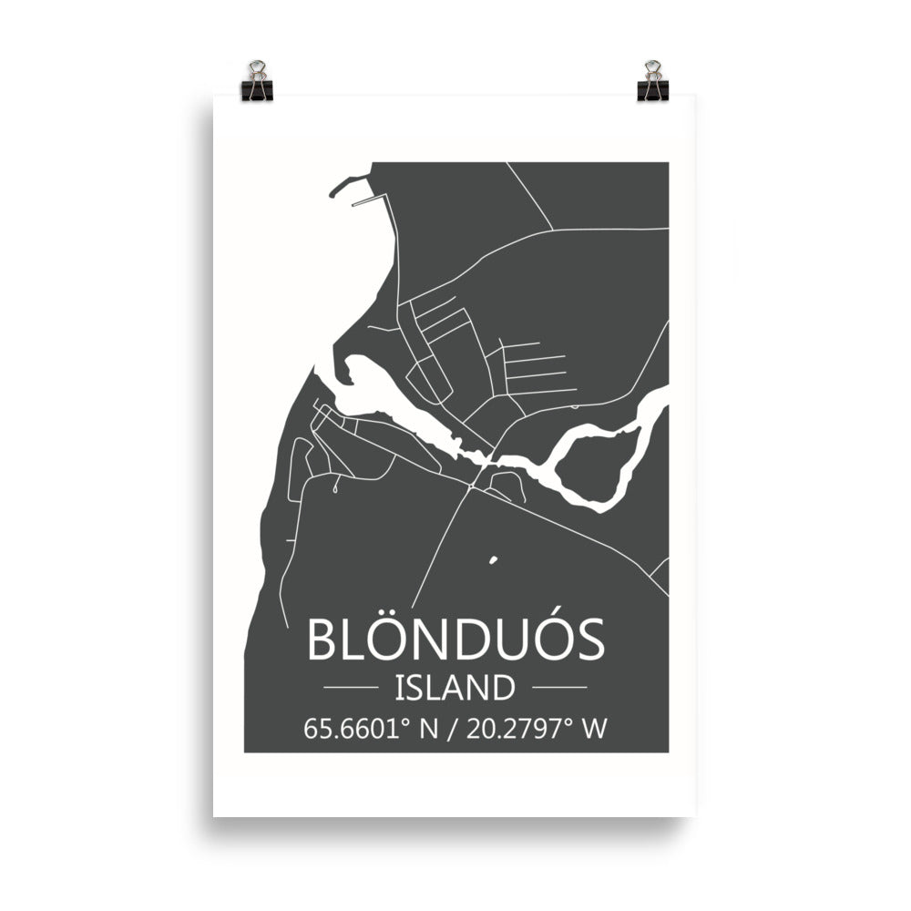 Bæjarkort - Blönduós Grátt