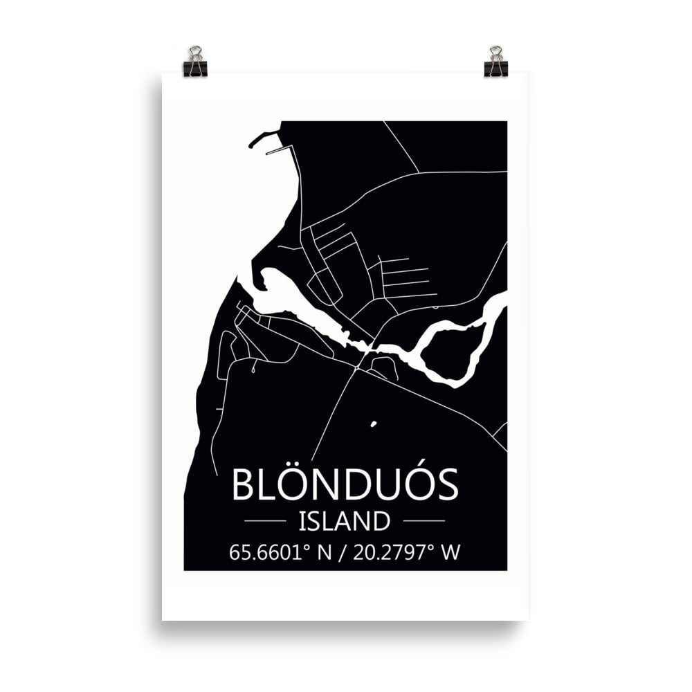 Bæjarkort - Blönduós Svart