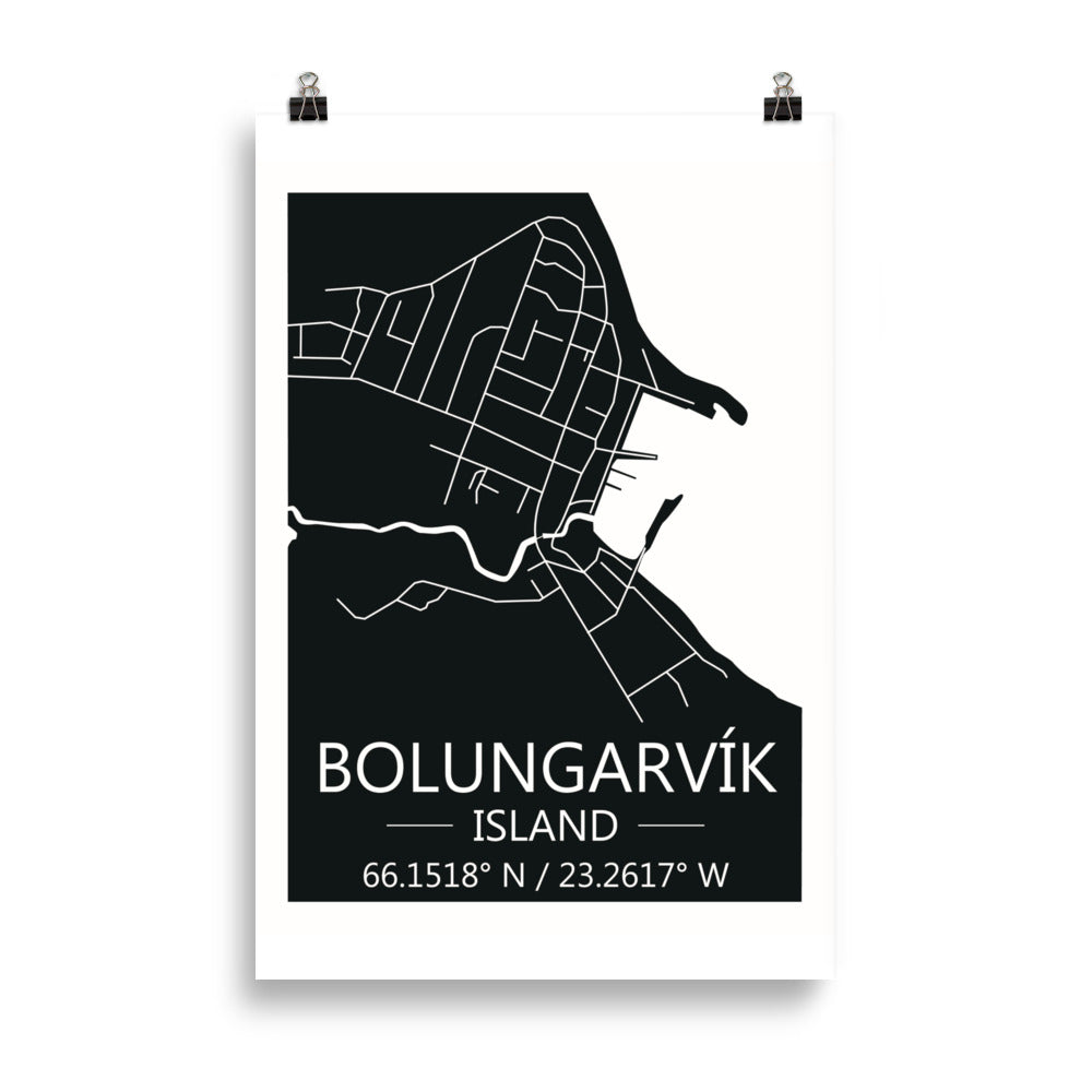 Bæjarkort - Bolungarvík Svart