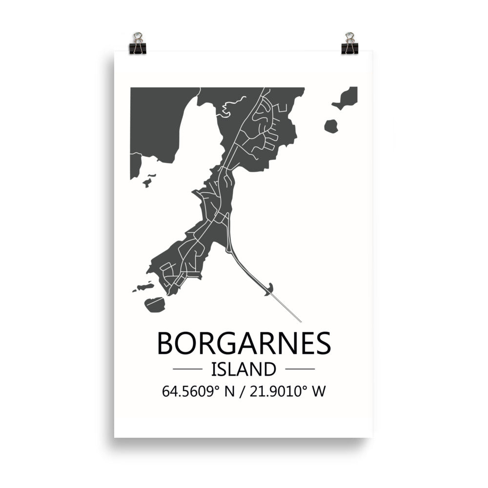 Bæjarkort - Borgarnes Grátt