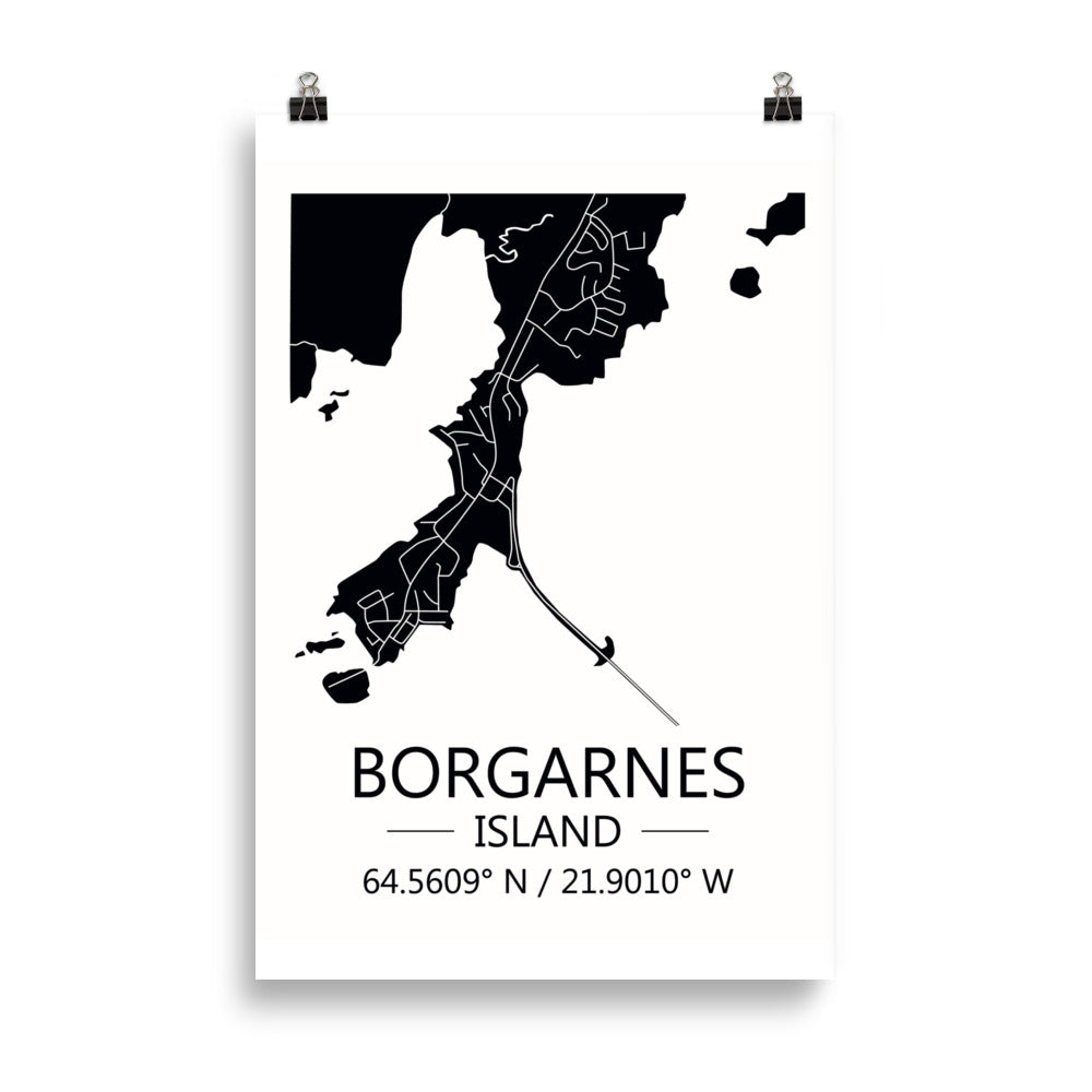 Bæjarkort - Borgarnes Svart