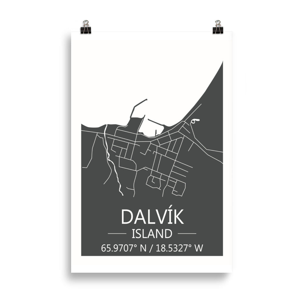 Bæjarkort - Dalvík Grátt