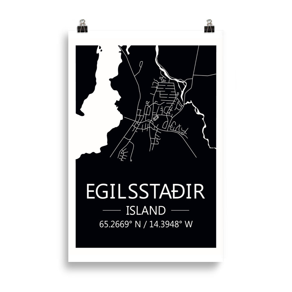 Bæjarkort - Egilsstaðir Svart