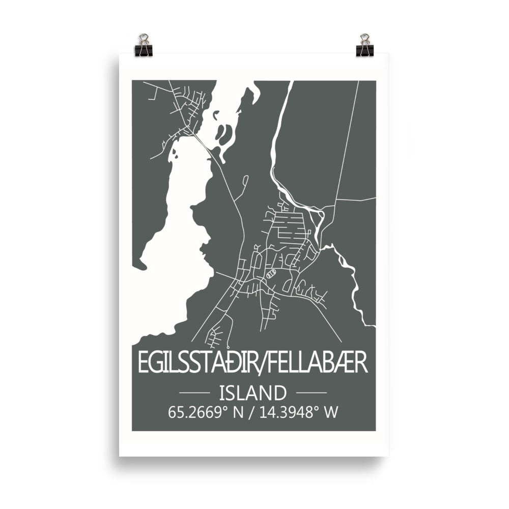 Bæjarkort - Egilsstaðir/Fellabær Grátt