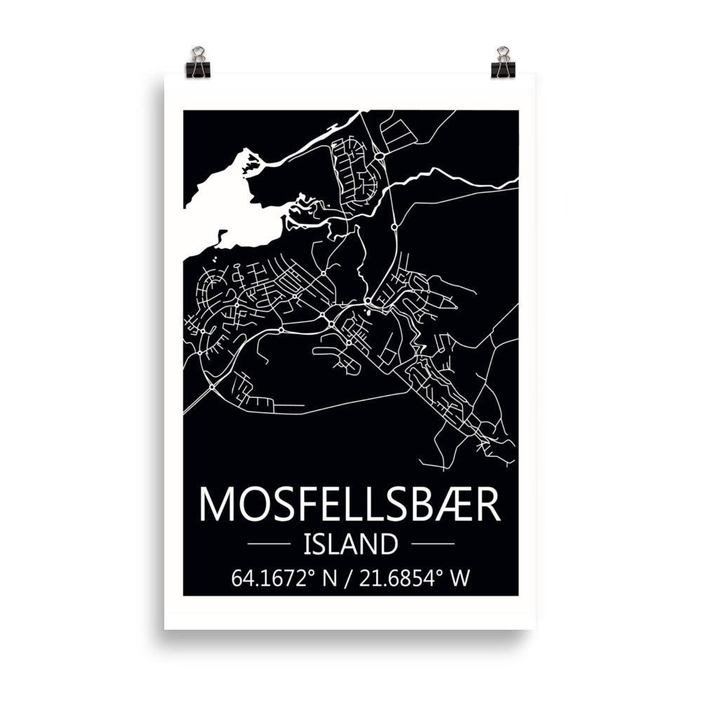 Bæjarkort - Mosfellsbær Svart