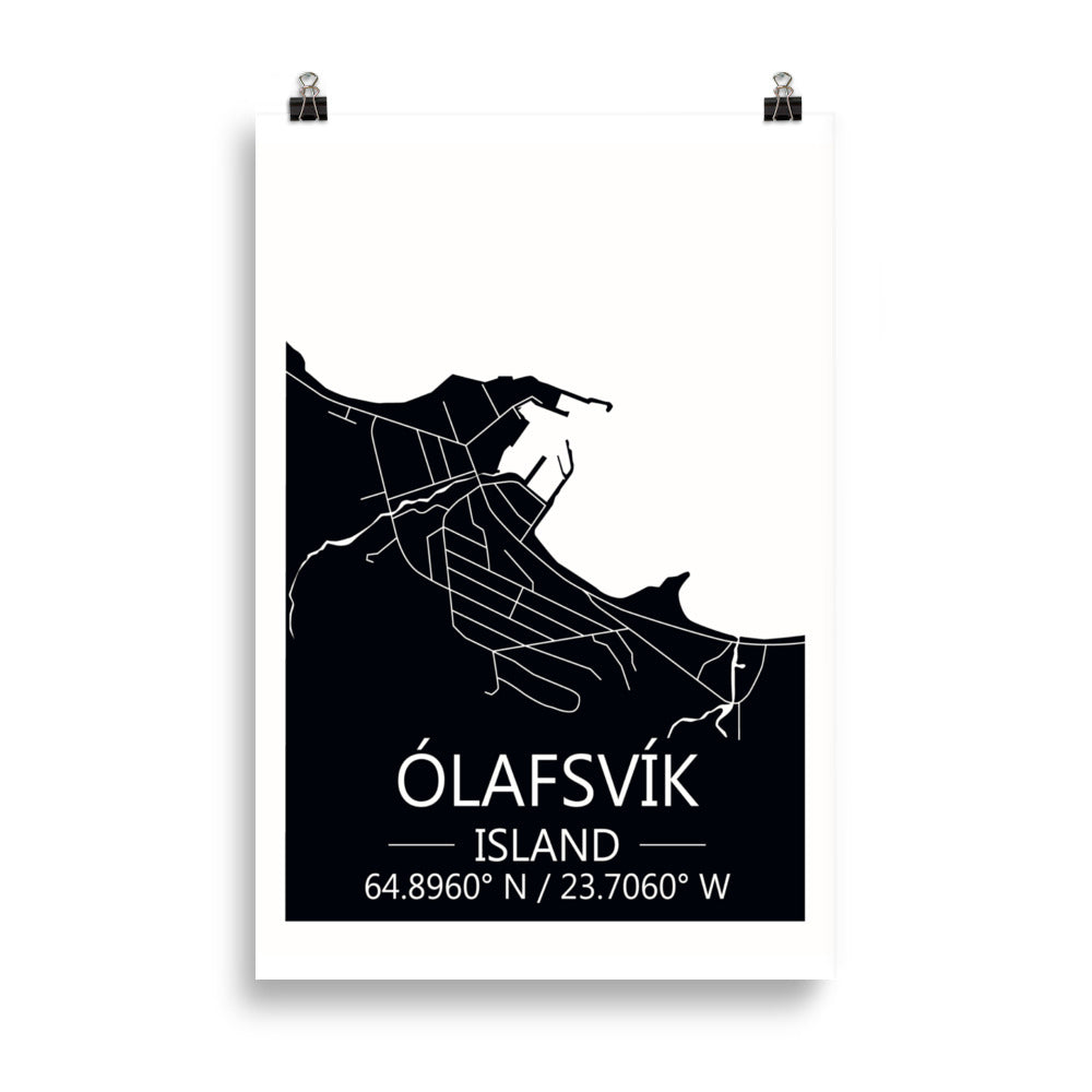 Bæjarkort - Ólafsvík Svart
