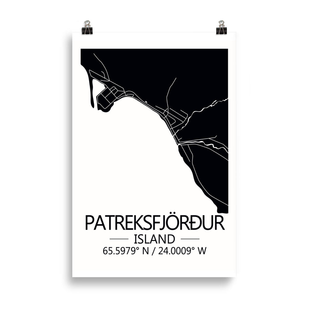 Bæjarkort - Patreksfjörður Svart