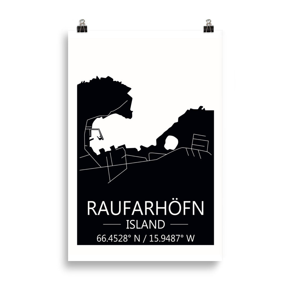 Bæjarkort - Raufarhöfn Svart