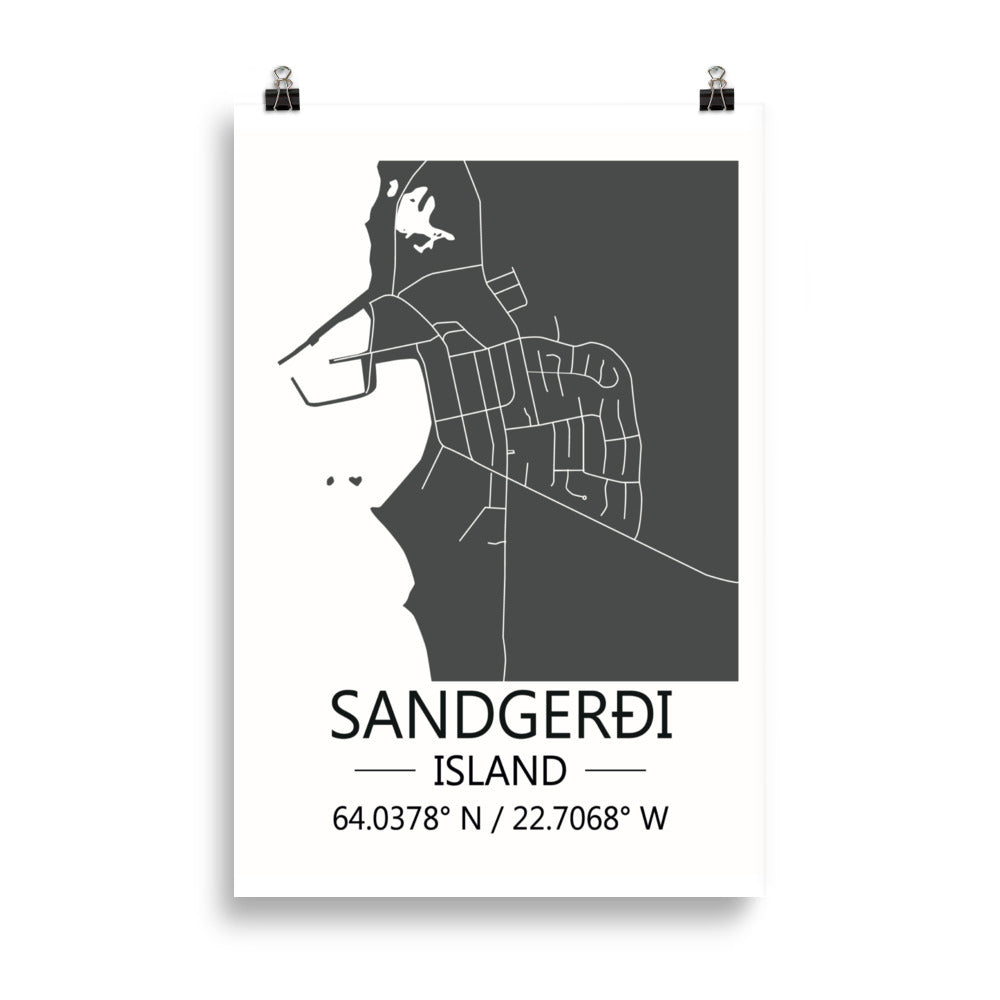 Bæjarkort - Sandgerði Grátt