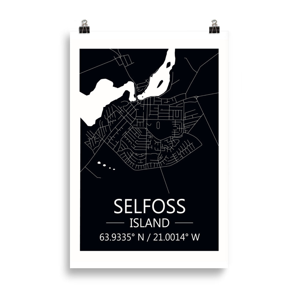 Bæjarkort - Selfoss Svart