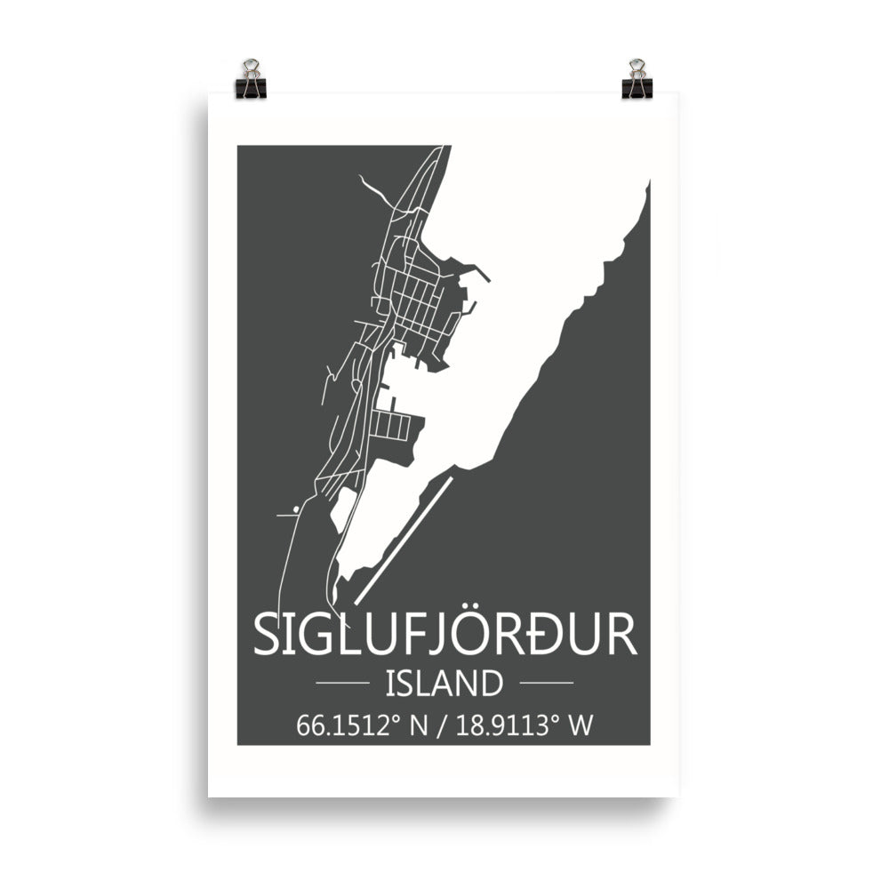 Bæjarkort - Siglufjörður Grátt