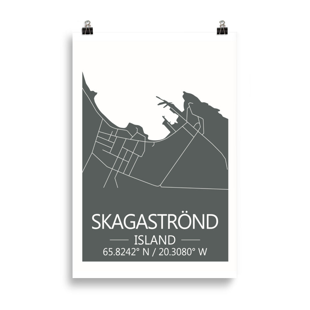 Bæjarkort - Skagaströnd Grátt