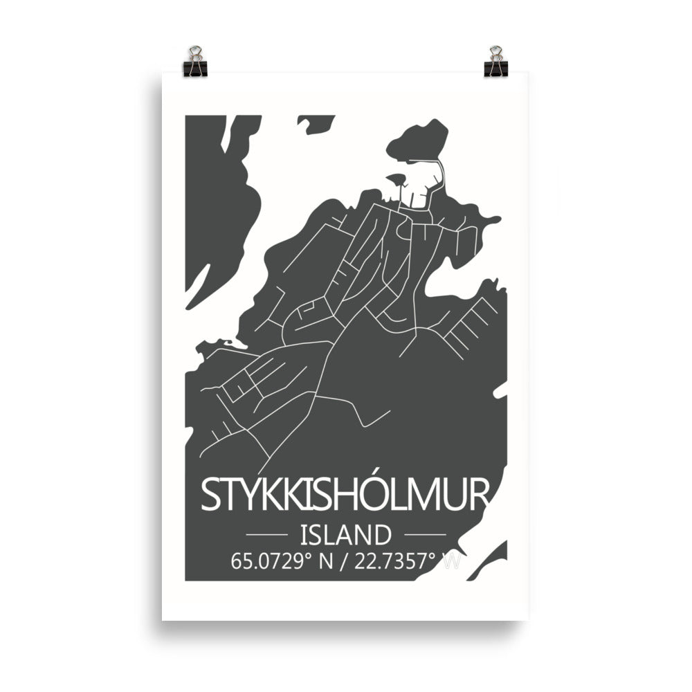 Bæjarkort - Stykkishólmur Grátt