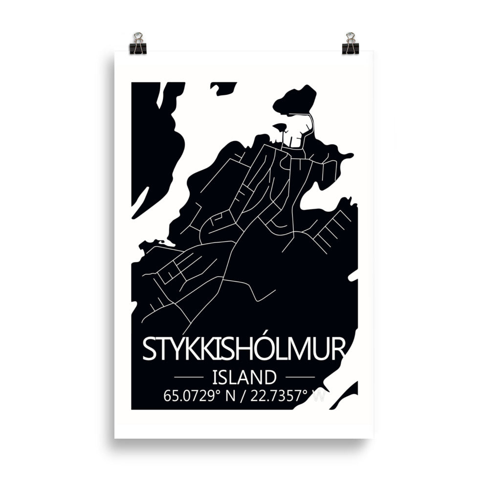 Bæjarkort - Stykkishólmur Svart