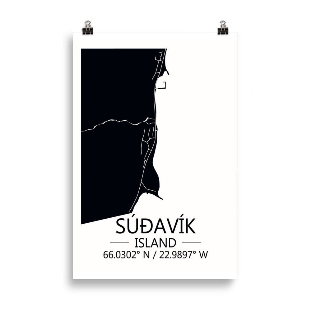 Bæjarkort - Súðavík Svart