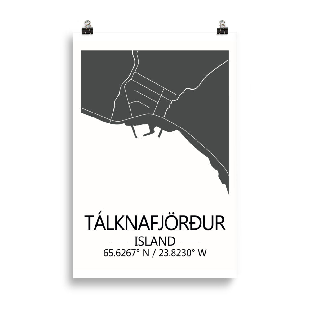 Bæjarkort - Tálknafjörður Grátt