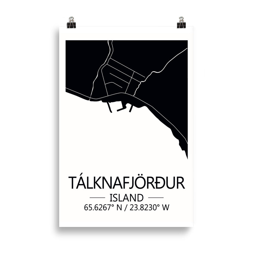 Bæjarkort - Tálknafjörður Svart